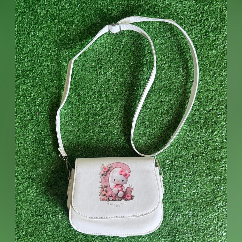 Charming White Crossbody Bag with Cute Print
